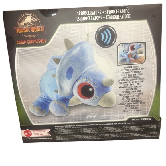 New in box Jurassic World Camp Cretaceous 13 inch Sound Plush Spinoceratops. - Picture 4 of 5